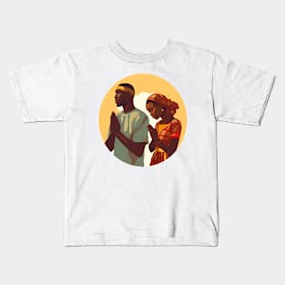 African Man and Woman Praying Christian Kids T-Shirt